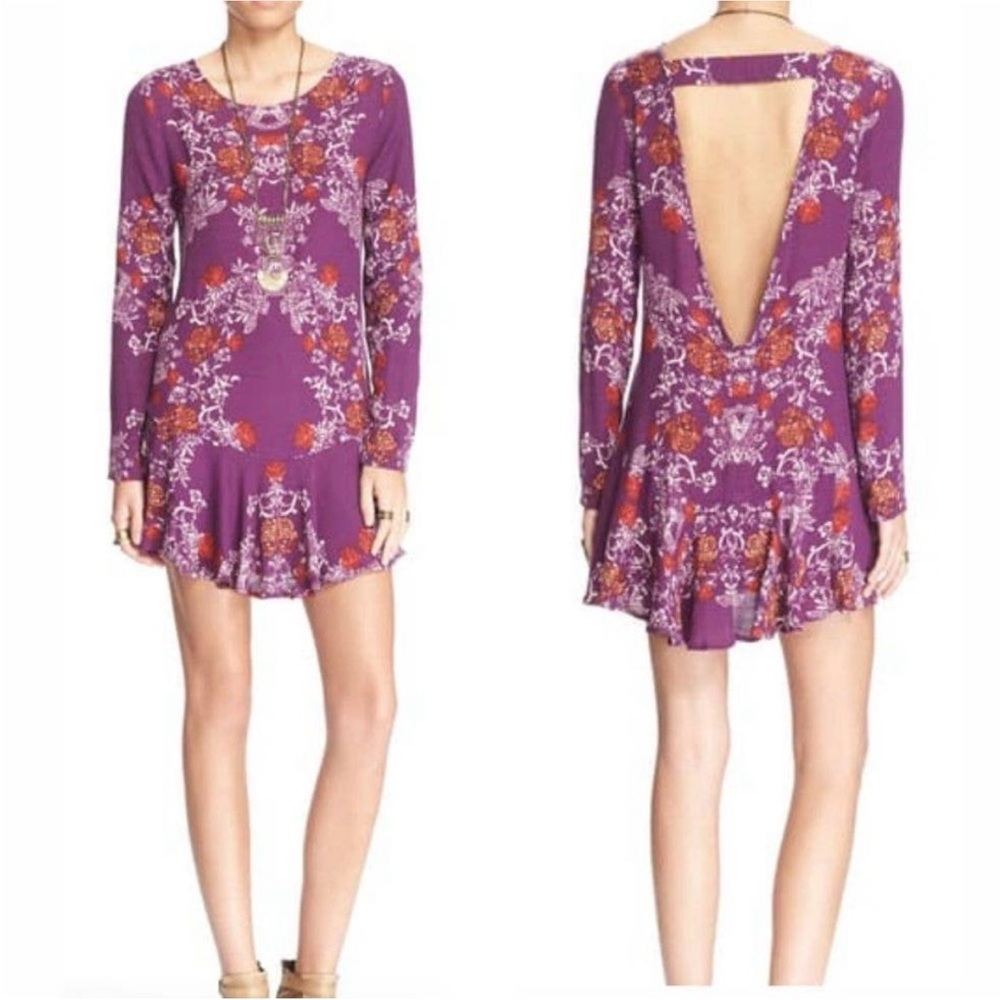 Free People Dress Smooth Talker Purple Open Back Size XS